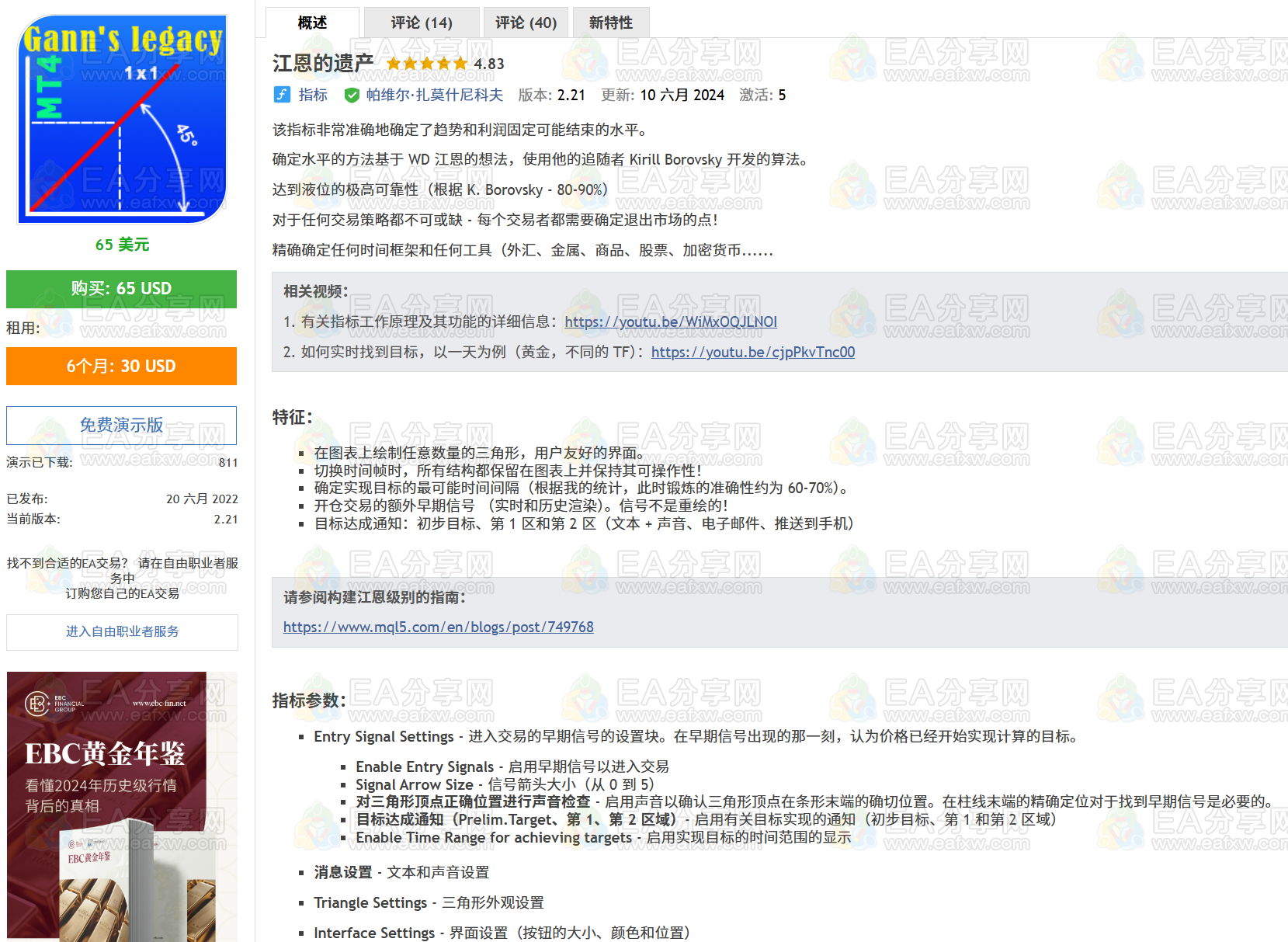 Legacy of Gann 破限版_交易指标社群_EA分享_EAAI.TOP_EA分享网_交易学习APP_EA交易爱好者联盟